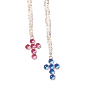 Chaine argenté avec croix strass - assortiments