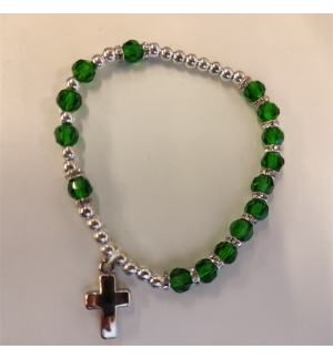 Bracelet croix - immitation cristal/péridot