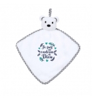 Doudou ourson blanc "Je suis un cadeau de Dieu"