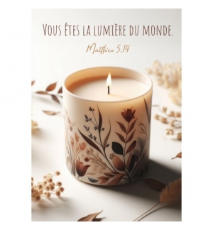 Mini-carte Bougie avec motifs floraux et décorations végétales