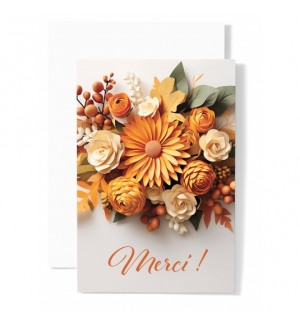 Carte Double Avec Message Bouquet de fleurs en papier