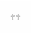 BOUCLES D'OREILLES TIGE ARGENT RHODIÉ CROIX GIVRE