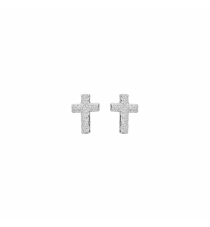 BOUCLES D'OREILLES TIGE ARGENT RHODIÉ CROIX GIVRE