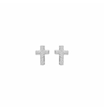 BOUCLES D'OREILLES TIGE ARGENT RHODIÉ CROIX GIVRE