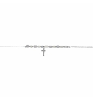 BRACELET ARGENT RHODIÉ PAMPILLE CROIX AVEC PERLES NACRE VÉRITABLE BLANCHE ET TEI