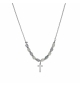 COLLIER ARGENT RHODIÉ CROIX AVEC PERLES NACRE VÉRITABLE BLANCHE ET TEINTÉE BLEU 
