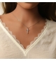 COLLIER ACIER CROIX ET STRASS 40+5CM