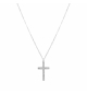 COLLIER ACIER CROIX ET STRASS 40+5CM