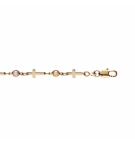 BRACELET PLAQUÉ OR CROIX ET OXYDES MULTI COULEURS 16+3CM 