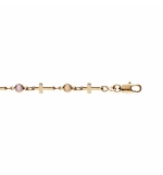 BRACELET PLAQUÉ OR CROIX ET OXYDES MULTI COULEURS 16+3CM 