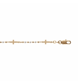 BRACELET PLAQUÉ OR CROIX ET BOULES 16+3CM
