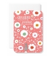 Carnet Joyeux Anniversaire Fleurs sur fond rose, chat argenté