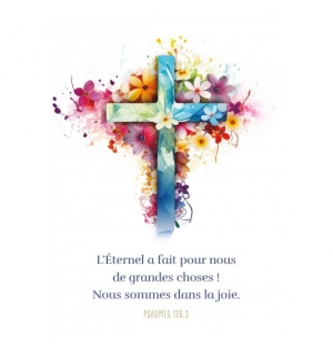 Carte avec verset Illustration d'une croix florale