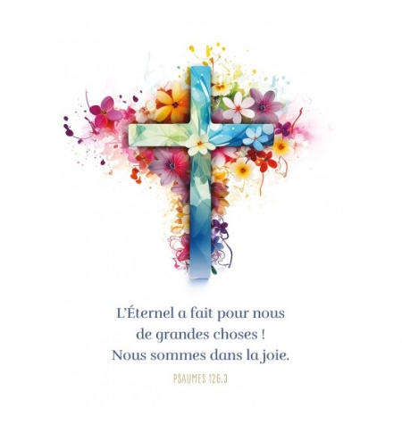 Carte avec verset Illustration d'une croix florale