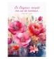 Carte avec verset Aquarelle de fleurs roses et rouges
