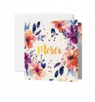 Carte double Fleurs rouges et violettes en aquarelle