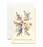 Carte double Composition avec croix et fleurs