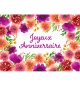 Carte Avec Message Fleurs rouges et violettes en aquarelle