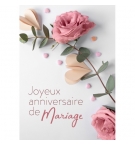 Carte Avec Message Branche avec roses et cœurs en papier