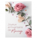 Carte Avec Message Branche avec roses et cœurs en papier