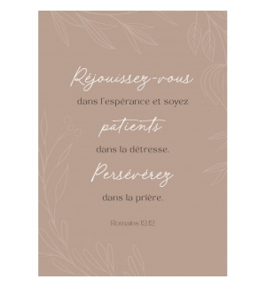 Carte avec verset Décorations florales sur fond pêche