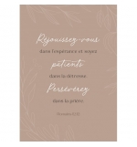 Carte avec verset Décorations florales sur fond pêche
