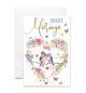 Carte Heureux mariage Couple d'oiseaux au milieu d'un coeur