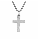 COLLIER ACIER PENDENTIF CROIX 43X29MM 50+5CM