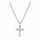 COLLIER ACIER PENDENTIF CROIX 43X29MM 50+5CM