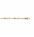 BRACELET PLAQUÉ OR CROIX ET OXYDES BLANCS 16+3CM 