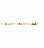 BRACELET PLAQUÉ OR CROIX ET OXYDES BLANCS 16+3CM 