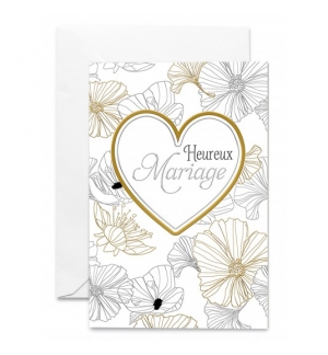 Carnet heureux mariage coeur sur fond blanc