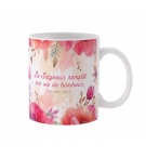 Tasse florale "Le Seigneur remplit ma vie de bonheur"