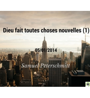 Dieu fait toutes choses nouvelles - Samuel Peterschmitt CD ou DVD