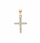 PENDENTIF PLAQUÉ OR CROIX OXYDES BLANCS SERTIS 
