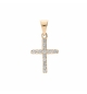PENDENTIF PLAQUÉ OR CROIX OXYDES BLANCS SERTIS 