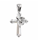 PENDENTIF CROIX ARGENT RHODIÉ AVEC COLOMBE OXYDES BLANCS SERTIS