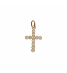 PENDENTIF PLAQUÉ OR PETITE CROIX AVEC OXYDES BLANCS 15 X 16MM 