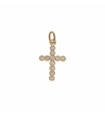 PENDENTIF PLAQUÉ OR PETITE CROIX AVEC OXYDES BLANCS 15 X 16MM 