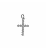 PENDENTIF ARGENT PLATINÉ PETITE CROIX AVEC OXYDES BLANCS 15 X 16MM