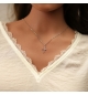 PENDENTIF ARGENT PLATINÉ PETITE CROIX AVEC OXYDES BLANCS 15 X 16MM