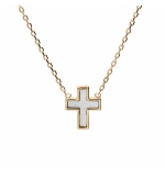 COLLIER PLAQUÉ OR CROIX NACRE BLANCHE 