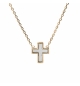COLLIER PLAQUÉ OR CROIX NACRE BLANCHE 
