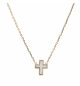 COLLIER PLAQUÉ OR CROIX NACRE BLANCHE 
