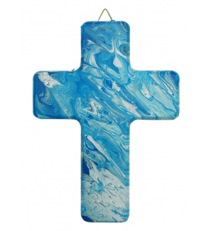 Croix Marbre Bleu Blanc