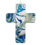 Croix Marbre Bleu Blanc or