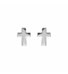 BOUCLES D'OREILLES TIGE ARGENT RHODIÉ CROIX