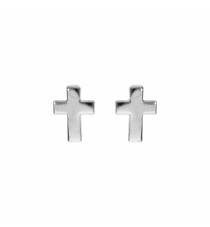BOUCLES D'OREILLES TIGE ARGENT RHODIÉ CROIX