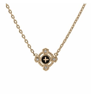 COLLIER PLAQUÉ OR CROIX OXYDES BLANCS SERTIS 38+4CM