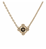 COLLIER PLAQUÉ OR CROIX OXYDES BLANCS SERTIS 38+4CM